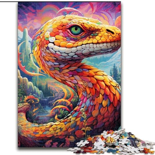 1000-teiliges Puzzle, Bunte Kunstschlange, 1000 Teile, Puzzlegeschenke, Weihnachten, Halloween, Muttertag, Neujahr, Ostergeschenk (Größe 26x38cm) von WGLINGX