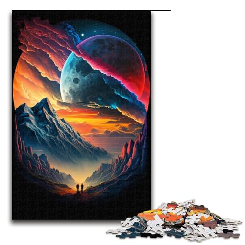 1000-teiliges Puzzle, Bunte Planeten-Berge, Puzzle für Erwachsene und Teenager, Holzpuzzle, pädagogisches Spielzeug zum Stressabbau (Größe 50 x 75 cm) von WGLINGX