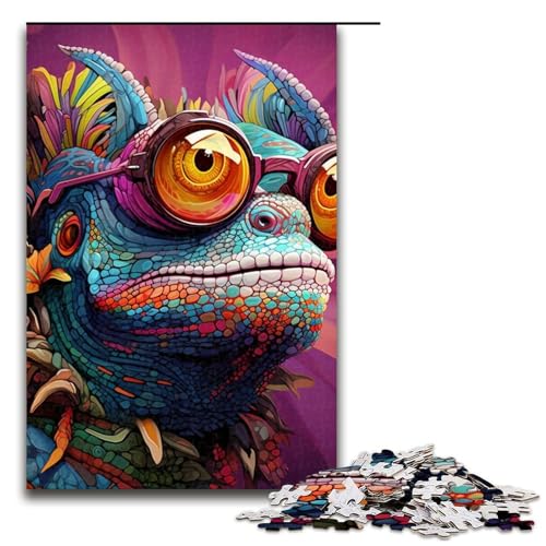 1000-teiliges Puzzle, Chamäleon-Puzzle für Erwachsene, Holzpuzzle, tolles Geschenk für Erwachsene, 19,69 x 29,53 Zoll von WGLINGX
