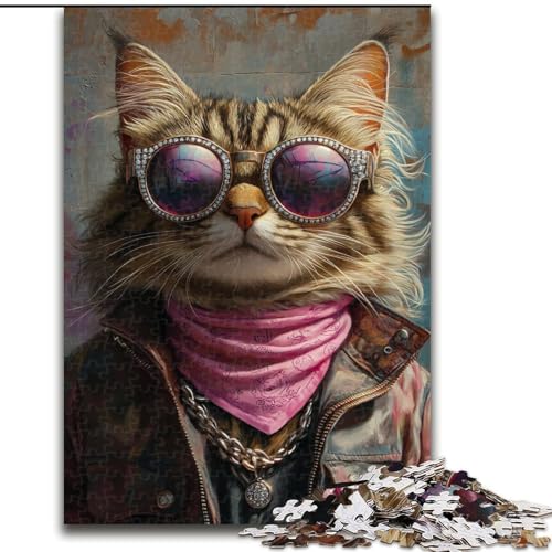1000-teiliges Puzzle, Cowboy-Katze, 1000-teiliges Puzzle für Erwachsene, Lernspiele, schöne Dekoration (Größe 50x75cm) von WGLINGX