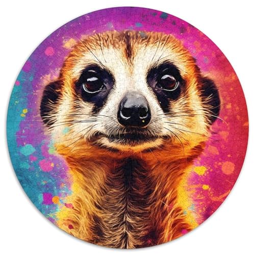 1000-teiliges Puzzle, Erdmännchen, buntes rundes Puzzle, 1000 Teile für Erwachsene, interaktives Familienspiel, Gehirn-Herausforderung, Lernspielzeug (67,5x67,5cm) von WGLINGX