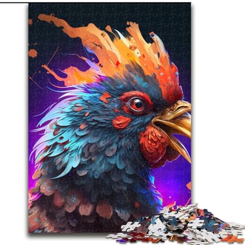 1000-teiliges Puzzle, Fantasie-Huhn, Holzpuzzle, interaktives Familienspiel, Denksportaufgabe, Geschenk, Lernspielzeug (Größe 38x26cm) von WGLINGX