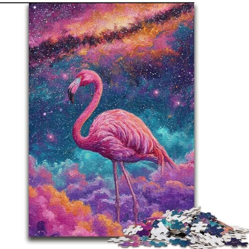 1000-teiliges Puzzle, Fantasy-Flamingo, Puzzle 1000 Teile für Erwachsene, Weihnachtsgeschenkidee, humorvolles Artwork, detailliertes Artwork (Größe 26x38cm) von WGLINGX
