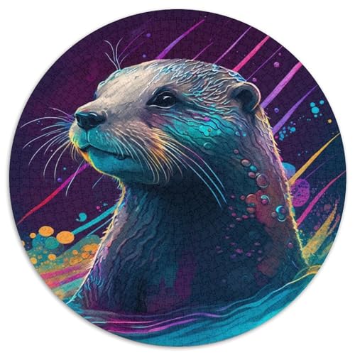 1000-teiliges Puzzle, Fantasy-Otter, rund, aus Karton, Puzzle für Teenager, Familie, Lernspiele, Heimdekoration, Geschenk, 1000 Stück (67,5x67,5cm) von WGLINGX