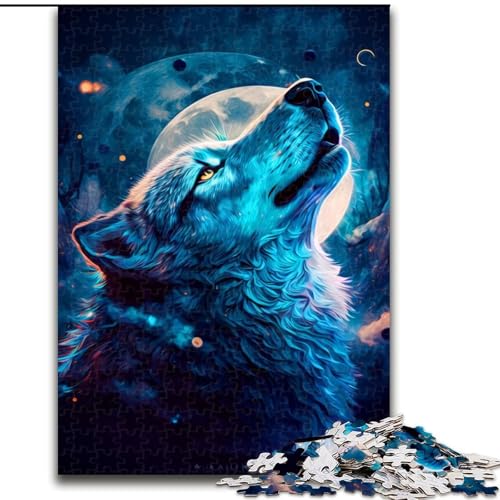 1000-teiliges Puzzle, Fantasy-Wolf, Holzpuzzle für Erwachsene, Kunstwerk-Dekor, Intelligenzspielzeug für Familien-Indoor-Spiele (Größe 26x38cm) von WGLINGX