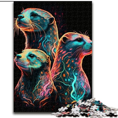 1000-teiliges Puzzle, Farbiger Otter, 1000 Teile, Puzzle für Erwachsene, anspruchsvolles Denkspiel für Teenager und Familien (Größe 26x38cm) von WGLINGX