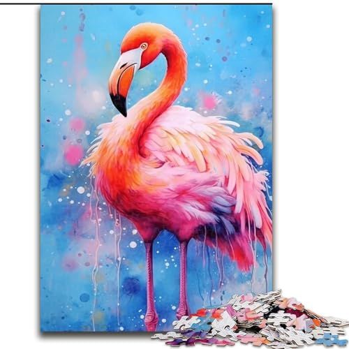 1000-teiliges Puzzle, Flamingo-Vogel, Holzpuzzle für Erwachsene, Kunstwerk-Dekor, Intelligenzspielzeug für Familien-Indoor-Spiele (Größe 50x75cm) von WGLINGX