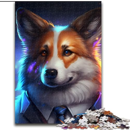 1000-teiliges Puzzle, Geschenke für Boss Corgi, 1000-teiliges Puzzle, anspruchsvolles DIY-Denkspiel, interaktives Familienspiel (Größe 26x38cm) von WGLINGX