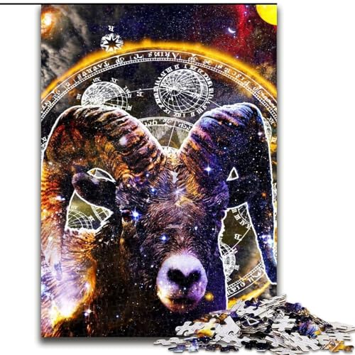 1000-teiliges Puzzle, Geschenke für Widder, Wandkunst, 1000-teiliges Puzzle für Erwachsene, anspruchsvolles DIY-Denkspiel, interaktives Familienspiel (Größe 26x38cm) von WGLINGX
