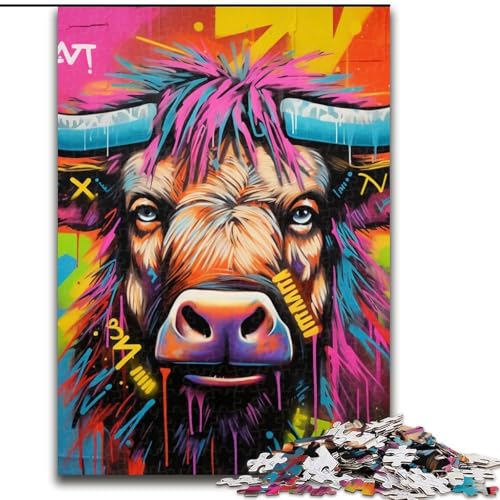 1000-teiliges Puzzle, Graffiti-Malerei, Yak, 1000-teiliges Puzzle, Geschenke, Weihnachten, Halloween, Muttertag, Neujahr, Ostergeschenk (Größe 26x38cm) von WGLINGX