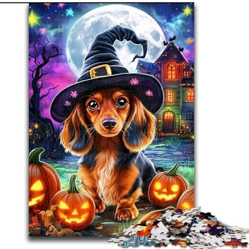1000-teiliges Puzzle, Halloween-Dackel, 1000-teiliges Puzzle für Erwachsene, Lernspiele, schöne Dekoration (Größe 50x75cm) von WGLINGX
