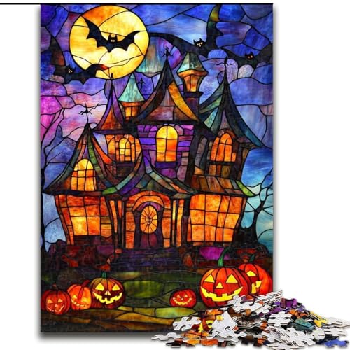 1000-teiliges Puzzle, Halloween-Schloss, Puzzles 1000 Teile für Erwachsene, anspruchsvolles Denkspiel für Teenager, Familienspaß, DIY-Heimdekor-Geschenk (Größe 50x75cm) von WGLINGX