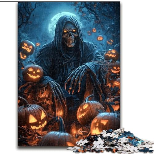 1000-teiliges Puzzle, Halloween-Skelett, 1000-teiliges Puzzle, geeignet für Geburtstage, Halloween, Thanksgiving, Ostern (Größe 26x38cm) von WGLINGX