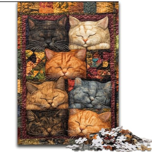 1000-teiliges Puzzle, Katzen-Collage-Puzzle, 1000 Teile, Heimdekoration, Familienspaß, ab 14 Jahren (Größe 50x75cm) von WGLINGX