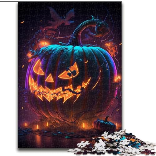 1000-teiliges Puzzle, Kürbiskerzen, Holzpuzzle für Erwachsene, Kunstwerk-Dekor, Intelligenzspielzeug für Familien-Indoor-Spiele (Größe 50x75cm) von WGLINGX