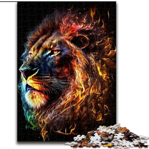 1000-teiliges Puzzle, Kunst-Neon-Löwe, Holzpuzzle für Teenager, Familien-Lernspiele, Heimdekoration, Geschenk (Größe 50x75cm) von WGLINGX