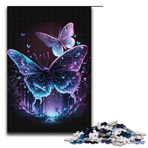 1000-teiliges Puzzle, Lernspiele, Farb-Schmetterlings-Puzzles für Erwachsene, Holzpuzzle, dekomprimierendes intellektuelles Lernspielzeug (Größe 50 x 75 cm) von WGLINGX