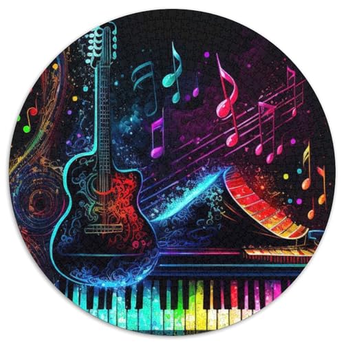 1000-teiliges Puzzle, Live-Musik, Neon, 1000-teiliges rundes Puzzle, Denksportspiel, interaktives Familienspiel, geeignet für Kinder ab 14 Jahren, 1000 Teile (67,5x67,5cm) von WGLINGX