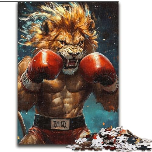 1000-teiliges Puzzle, Löwe-Boxer, 1000-teiliges Puzzle, geeignet für Geburtstage, Halloween, Thanksgiving, Ostern (Größe 26x38cm) von WGLINGX