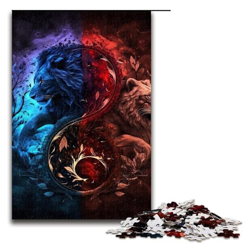 1000-teiliges Puzzle, Löwen-Puzzles für Holzpuzzle, Lernspielzeug (Größe 50 x 75 cm) von WGLINGX