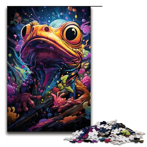 1000-teiliges Puzzle, Malen, Farbe, Frosch-Puzzle für Teenager, Holzpuzzle, Lernspiele für Erwachsene (Größe 50 x 75 cm) von WGLINGX