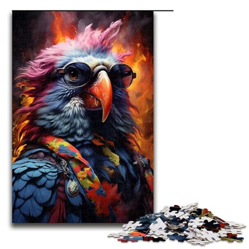 1000-teiliges Puzzle, Malen, bunter Papagei, Puzzle für Erwachsene, Holzpuzzle, Familienpuzzlespiel (Größe 50 x 75 cm) von WGLINGX