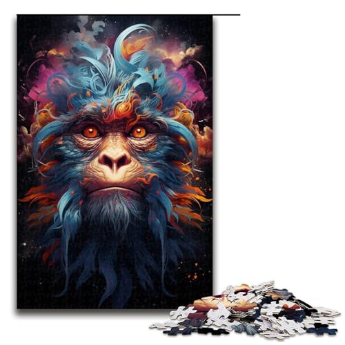 1000-teiliges Puzzle, Malerei, Kunst, Affen-Puzzles für Erwachsene, Holzpuzzle, Heimdekoration (Größe 50 x 75 cm) von WGLINGX