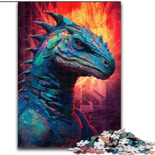 1000-teiliges Puzzle, Megalosaurus-Dinosaurier, Holzpuzzle für Erwachsene, Kunstwerk-Dekor, Intelligenzspielzeug für Familien-Indoor-Spiele (Größe 50x75cm) von WGLINGX