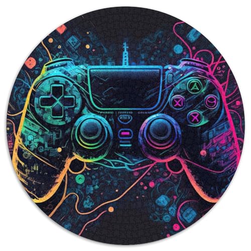1000-teiliges Puzzle, Neon-Spiel, 1000-teiliges rundes Puzzle für Erwachsene, Denksportaufgabe, Spiel für Erwachsene, interaktive Familienaktivität, 1000 Teile (67,5x67,5cm) von WGLINGX