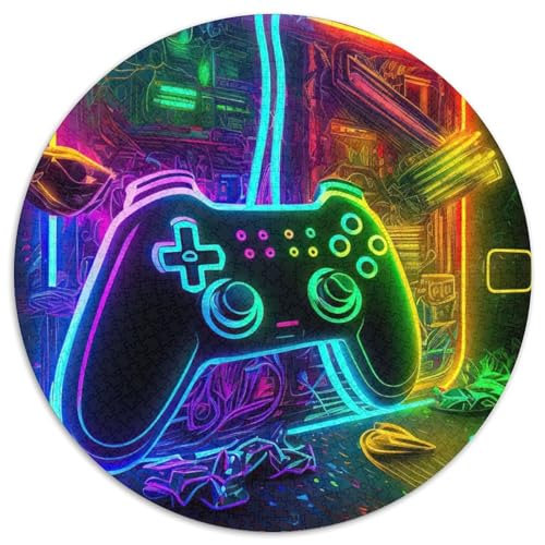 1000-teiliges Puzzle, Neon-Spiel, rundes Puzzle, 1000 Teile, Geburtstagsgeschenkidee, anspruchsvolles Denkspiel, 1000 Teile (67,5x67,5cm) von WGLINGX