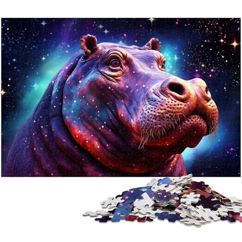 1000-teiliges Puzzle, Nilpferd-Puzzle für Erwachsene, Teenager, Holzpuzzle, tolles Geschenk für Erwachsene (Größe 50 x 75 cm) von WGLINGX