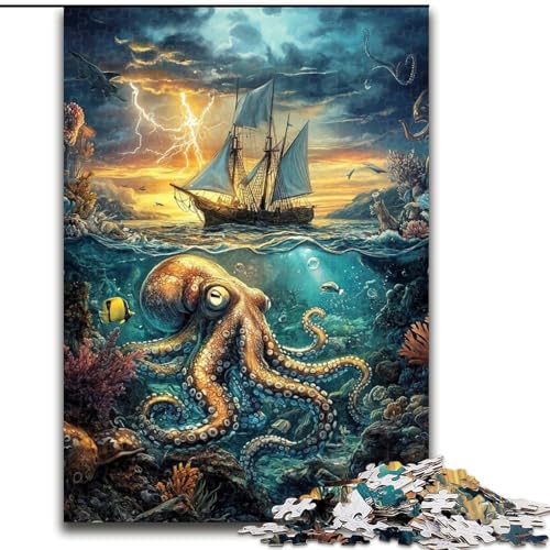 1000-teiliges Puzzle, Ozean-Oktopus, 1000-teiliges Puzzle für Erwachsene, Lernspiele, schöne Dekoration (Größe 26x38cm) von WGLINGX