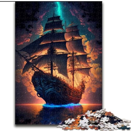 1000-teiliges Puzzle, Ozeanschiff, Holzpuzzle für Erwachsene, Kunstwerk-Dekor, Intelligenzspielzeug für Familien-Indoor-Spiele (Größe 50x75cm) von WGLINGX