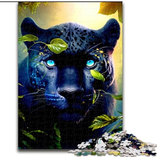 1000-teiliges Puzzle, Panther, Holzpuzzle für Erwachsene, Kunstwerk-Dekor, Intelligenzspielzeug für Familien-Indoor-Spiele (Größe 26x38cm) von WGLINGX