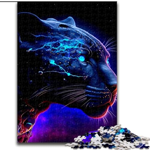 1000-teiliges Puzzle, Panther, Holzpuzzle für Erwachsene, Kunstwerk-Dekor, Intelligenzspielzeug für Familien-Indoor-Spiele (Größe 50x75cm) von WGLINGX