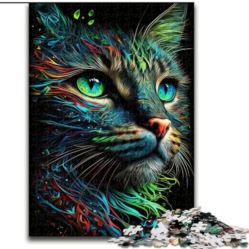 1000-teiliges Puzzle, Porträt Einer schönen Katze, Holzpuzzle für Teenager, Familien-Lernspiele, Heimdekoration, Geschenk (Größe 50x75cm) von WGLINGX