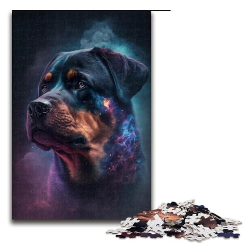 1000-teiliges Puzzle, Rottweiler-Puzzles für Holzpuzzle, Lernspielzeug (Größe 50 x 75 cm) von WGLINGX