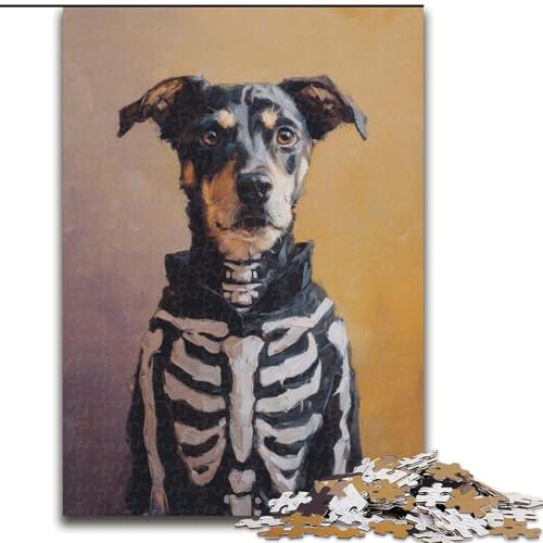 1000-teiliges Puzzle, Skeletthund, 1000-teiliges Puzzle für Erwachsene, Lernspiele, schöne Dekoration (Größe 26x38cm) von WGLINGX