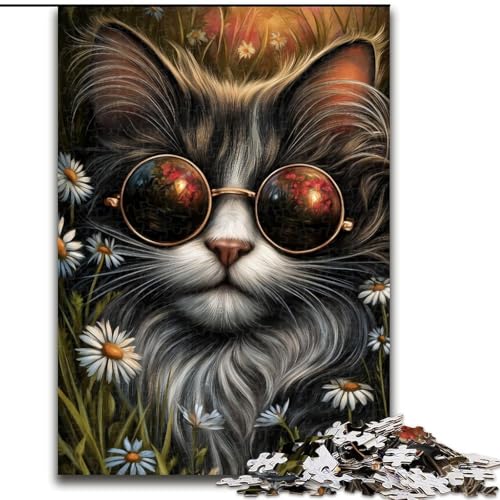1000-teiliges Puzzle, Steampunk-Katze, 1000-teiliges Puzzle, Teenager, Stressabbau, Cooles, einzigartiges Geschenk für die Familie (Größe 26x38cm) von WGLINGX
