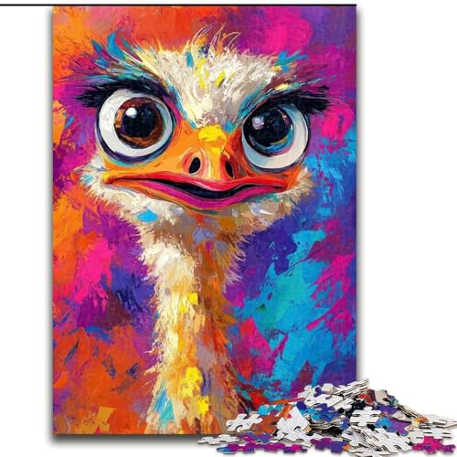 1000-teiliges Puzzle, Straußenölgemälde, Puzzle für Erwachsene, 1000-teiliges Kunstwerk, Dekor, Intelligenzspielzeug für Familien-Indoor-Spiele (Größe 26x38cm) von WGLINGX