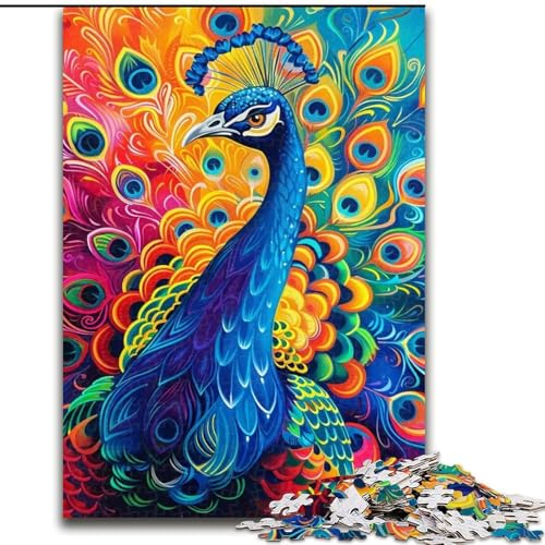 1000-teiliges Puzzle, Tier-Pfau, Holzpuzzle für Teenager, Familien-Lernspiele, Heimdekoration, Geschenk (Größe 26x38cm) von WGLINGX