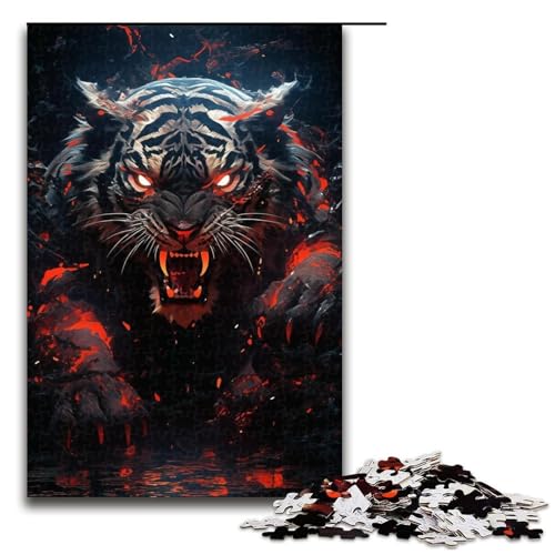 1000-teiliges Puzzle, Tiger-Puzzle für Erwachsene, Holzpuzzle, anspruchsvolles Spiel (Größe 50 x 75 cm) von WGLINGX