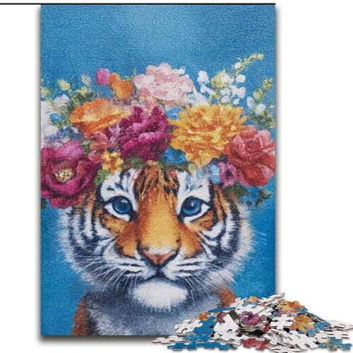 1000-teiliges Puzzle, Tigergemälde, 1000-teiliges Puzzle für Erwachsene, Lernspiele, schöne Dekoration (Größe 26x38cm) von WGLINGX
