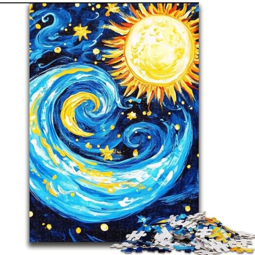 1000-teiliges Puzzle, Van Gogh-Nachthimmel, 1000-teiliges Puzzle für Erwachsene, Lernspiele, schöne Dekoration (Größe 26x38cm) von WGLINGX