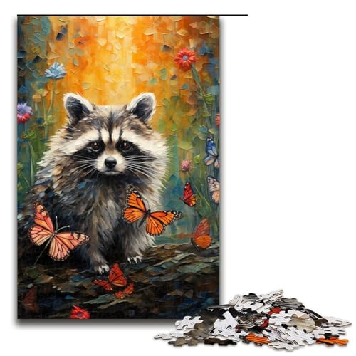 1000-teiliges Puzzle, Waschbär-Puzzle, Holzpuzzle, pädagogisches Spielzeug zum Stressabbau, 50 x 75 cm von WGLINGX