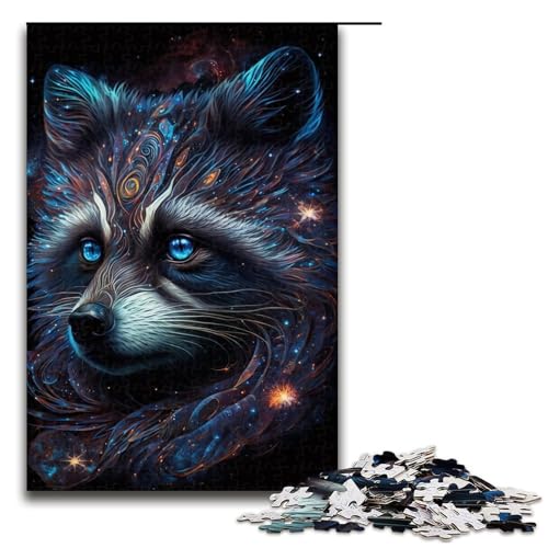 1000-teiliges Puzzle, Waschbär-Puzzles für Holzpuzzle, Lernspielzeug (Größe 50 x 75 cm) von WGLINGX