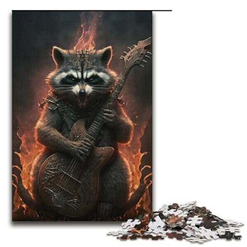 1000-teiliges Puzzle, Waschbär spielt Gitarre, Puzzle für Erwachsene, Kartonpuzzle, Lernspielzeug, 37,6 x 26,9 cm 1000-teiliges Puzzle, Waschbär spielt Gitarre, Puzzle für Erwachsene, Kartonpuzzle, Lernspielzeug, 37,6 x 26,9 cm von WGLINGX