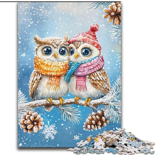 1000-teiliges Puzzle, Winter-Eule, 1000-teiliges Puzzle für Erwachsene, Lernspiele, schöne Dekoration (Größe 26x38cm) von WGLINGX