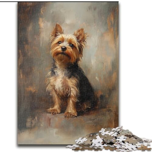 1000-teiliges Puzzle, Yorkshire Terrier, 1000-teiliges Puzzle, geeignet für Geburtstage, Halloween, Thanksgiving, Ostern (Größe 26x38cm) von WGLINGX