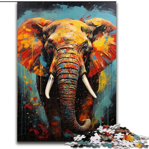 1000-teiliges Puzzle, afrikanischer Elefant, Holzpuzzle für Teenager, Familien-Lernspiele, Heimdekoration, Geschenk (Größe 26x38cm) von WGLINGX